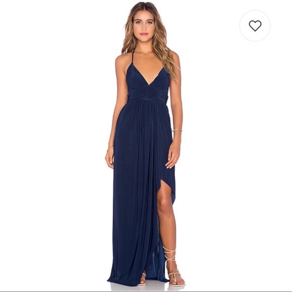 Misa Los Angeles Ever Halter maxi dress in Midnight